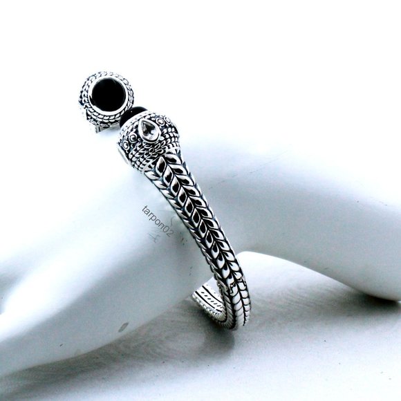 John Hardy JAI Onyx + White Topaz Deco Collection Sterling Silver Bracelet-AVG - Picture 3 of 12